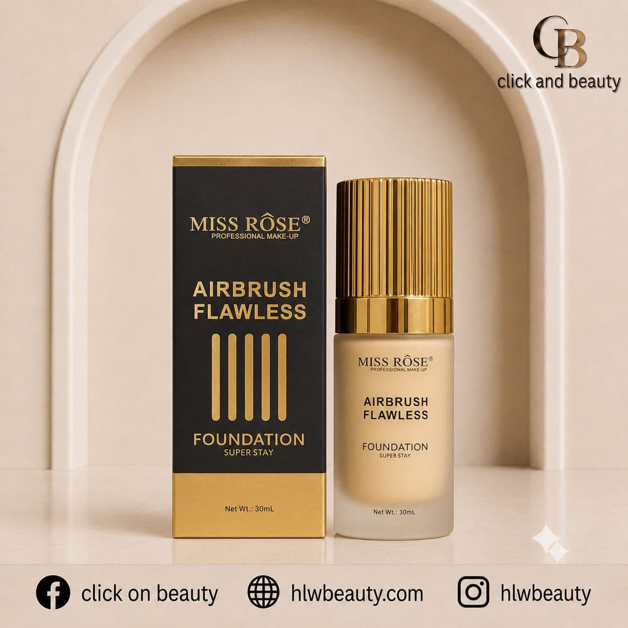 MISS ROSE Airbrush Flawless Super Stay Foundation - 30ml