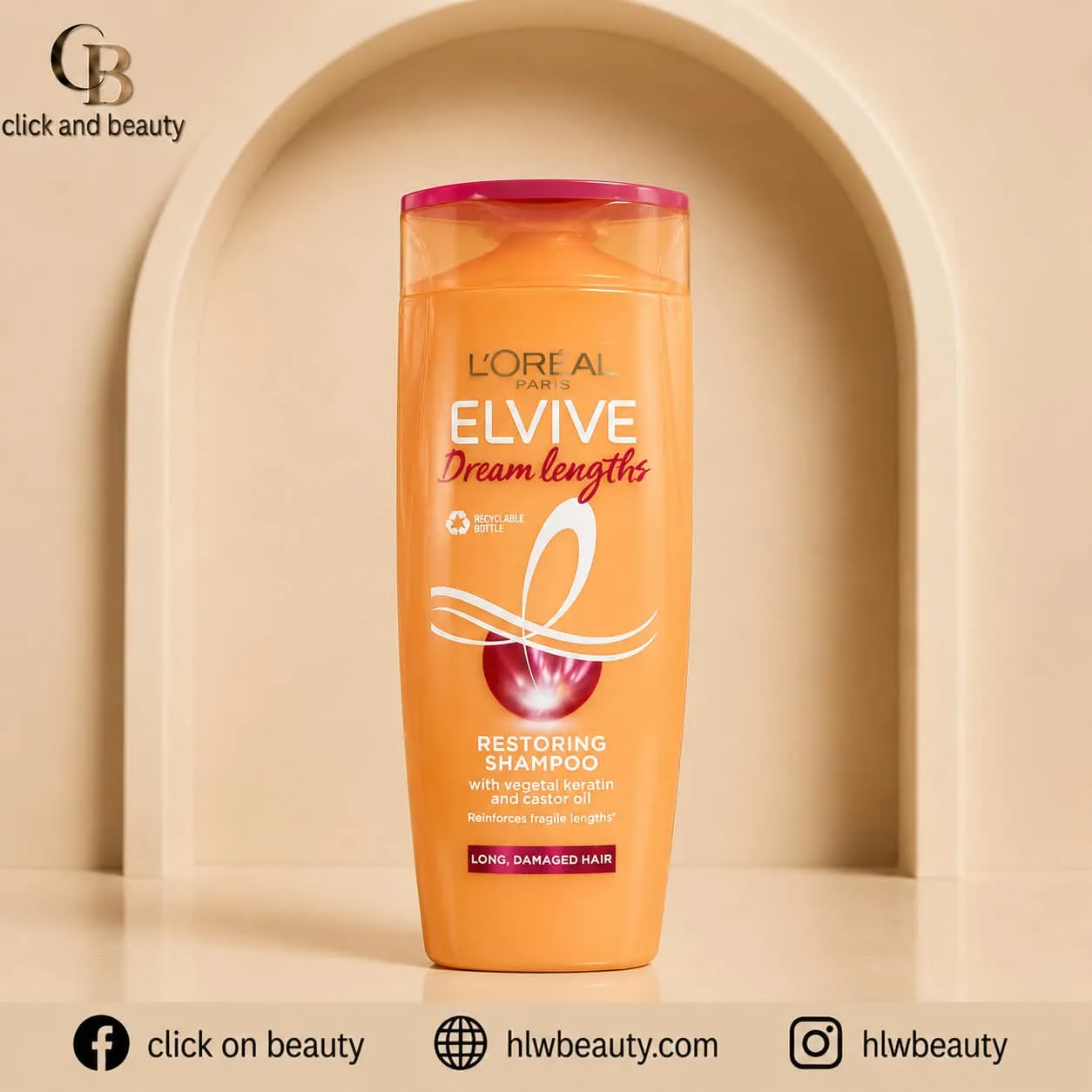 L'Oreal Paris Elvive Dream Lengths Restoring Shampoo with Vegetal Keratin and Castor Oil